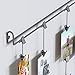 Hanging Photo Organizer Rail With Chains and 32 Clips Gray