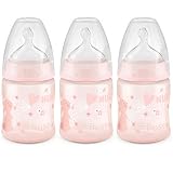 NUK Perfect Fit Baby Bottle, Pink Bunnies, 5 Ounce (Pack of 3)