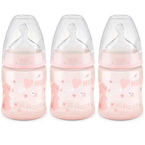 NUK Perfect Fit Baby Bottle, Pink Bunnies, 5 Ounce (Pack of 3)