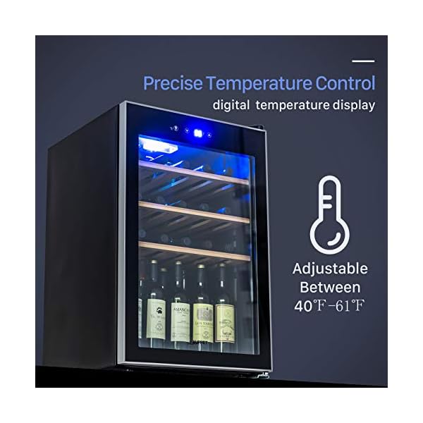 KUPPET-Compressor-36-Bottle-Wine-Cooler-Counter-Top-Wine-CellarChiller-Wine-Refrigerator-Single-Zone-with-Touch-Control-Quiet-Operation-Fridge-Wooden-shelf