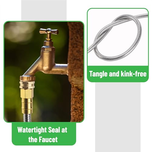 UNCO- Metal Garden Hose, 25 Feet Stainless Steel, No Kink, Lightweight photo 11
