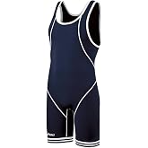 Asics Men's Snap Down Wrestling Singlet (Navy/White)