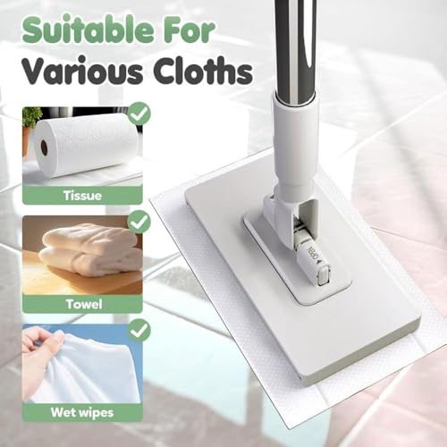 KASTWAVE Mini Disposable Dust Mop with 4 Reusable Microfibre Cloths – 39" Stainless Steel Handle, 360° Rotating Flat Sweeper | Wet/Dry Dual Use for Small Spaces, Bathroom, Kitchen, Walls & Corners