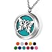 HOUSWEETY Aromatherapy Essential Oil Diffuser Necklace-Stainless Steel Locket Pendant,11 Refill Pads(Non-engraving)