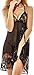 ADOREJOY Womens Babydoll Lingerie Set Plus Size Sleepwear(XL,Black)