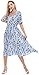 Wantdo Women's Casual Floral Dress V Neck Short Sleeve Slim Fit Long Dresses
