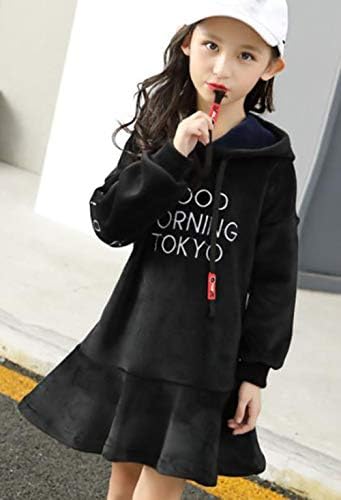 子供服 パーカー 女の子 プルオーバー ワンピース キッズ ドレス 長袖 秋冬 裏毛 厚手 ベロア 膝丈 フード付き 英字 プリント ゆったり B07jhjpcbt 1 5円 大人気 New Arrival 最安値挑戦 年中無休 高品質 通販