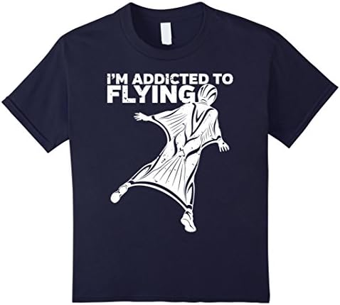 Kids Wingsuit I'm Addicted to Flying Skydiver T-shirt 12 Navy
