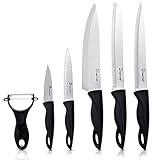 PriorityChef 6 Piece Knife Set, Non-Stick Steel Razor Sharp Steel Blades With Comfortable, Ergonomic Handles, Comes in Beautiful Gift Box Set