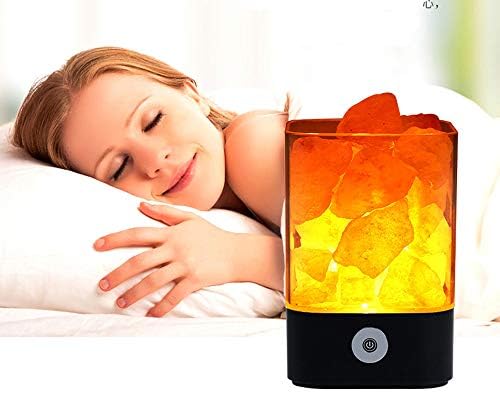 Tiners Himalayan Crystal Salt Lamp Health Health Gift Bedside Lamp Colorful USB Night Light,Black