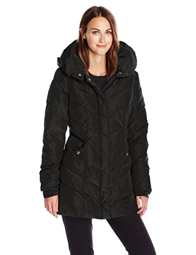 Steve Maddens Womens Packable Winter Chevron Fleece Lined Puffer Coat with Hood