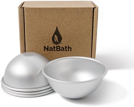 NatBath - Set of 2 Metal Bath Bomb Molds - 2.56 Inch Diameter - Professional Quality, Dishwasher safe, Non-stick - DIY to make lush bath fizzies!