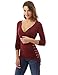 PattyBoutik Women Long Sleeve V Neck Lace Up Blouse (Burgundy Small)