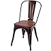 COSTWAY Dining Chairs Industrial Metal Stackable Cafe Side Chair w/Wood Seat Set of 2 (Copper)