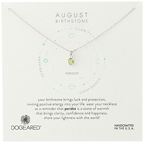 Dogeared august-peridot bezeled birthstone silver chain…