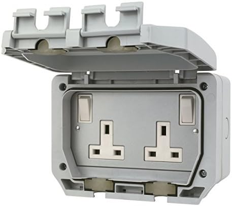 LAP 13A 2-Gang DP Switched Plug Socket with Outboard Rocker by LAP