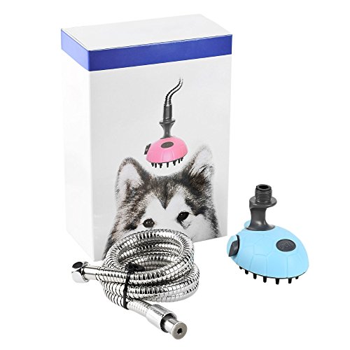 DELE Pet Shower Sprayer, Pet Bathing Tool for Dog Combines Handheld Bathe Shampoo Massage with 47 Inch Stainless Steel Hose and 4 Hose Adapters Indoor and Outdoor Use