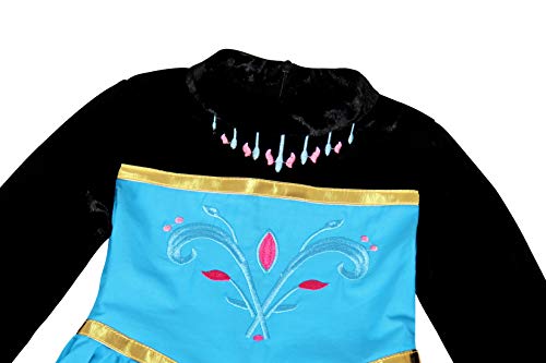 Cotrio Elsa Coronation Dress with Cape Tiara Gloves Girls Birthday Party Princess Dresses Toddler Kids Halloween Costumes Accessories Outfits Size 10 (9-10 Years, Blue, 140)