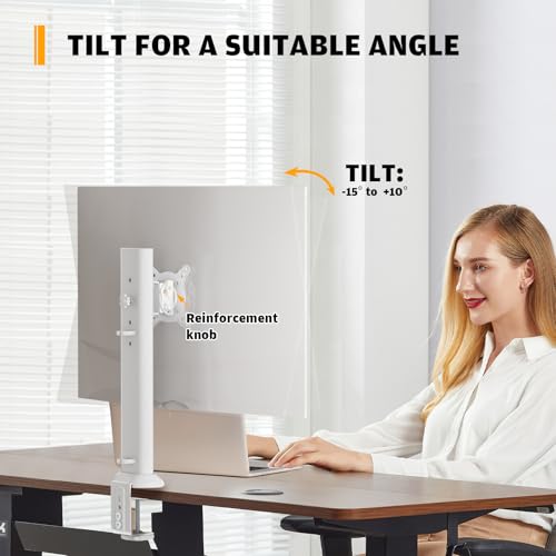 HEMUDU Single Desk Monitor Arm Mount Fits 13" to 32" Flat Curved Computer Screens Swivel Height Adjustable Rotatable Holds up to 77lbs