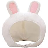 ibasenice Adjustable Furry Rabbit Headband Hat with Bunny Ears Short-Pile Velour Earflap Cartoon Cap for Halloween Party Dress up and Casual Wear 11.81X11.02X0.39 Inches