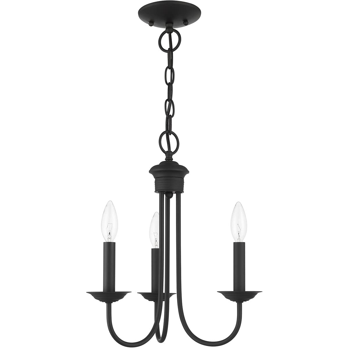 Livex Lighting 42683-04 Steel 3 Light Chandelier for Home Decor, 1 Black Ceiling Light Fixture, Perfect for Living Room or Bedroom Decor