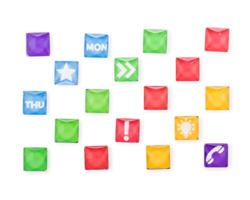 80 Unique Glass Magnets Perfect for Kitchen Fridge, Home, Whiteboard, Calendar, Office & School – 40 Symbol Magnets: Star, Arrow, Urgent, Phone, Idea & Days of Week – No 8 Wire Provisions