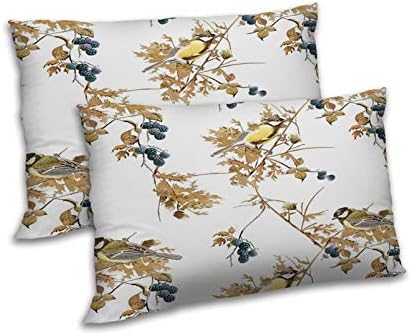RADANYA Floral Bird Printed Pillow Cover Set Sofa Couch Pillow Case Decor - Off White,18x27 Inch