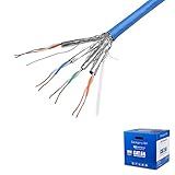 Cable Matters UL Listed in-Wall Rated (cm) Bare Copper Cat 6a, Cat6a Bulk Cable in Blue - SSTP, SFTP Shielded Ethernet Cable 1000 Feet