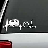 Bluegrass Decals F1026 Camper Travel Trailer Heartbeat Lifeline Decal Sticker (White)