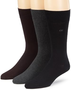 Calvin Klein 3-Pack Flat Knit Men's Socks, Brown/Grey/Black