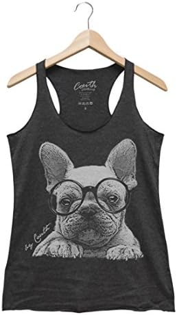Couthclothing Women's French Bulldog Racerback Tank Top (S, Charcoal Black)