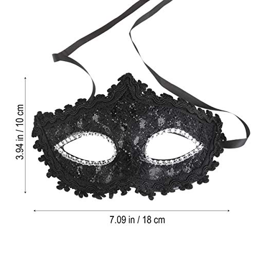VORCOOL-1Pc-Cristallo-Diamante-Pizzo-Maschera-Maschera-Mascherata-Maschera-Stile-Veneziano-per-Festa-in-Maschera-di-Halloween-Nero