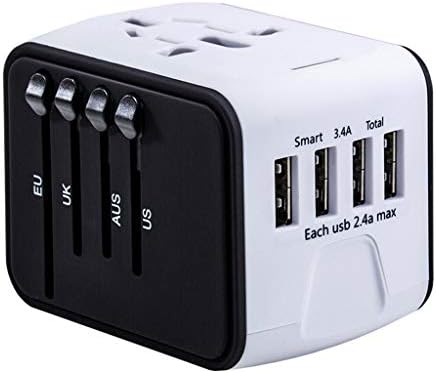Holder Stand , LtrottedJ Travel Adapter Universal International Power European Outlet Plug EU to US (White)