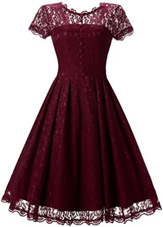 BEJG Women's Short 2017 Cap Sleeve Lace Prom Dresses Formal Retro Vintage Swing Party Cocktail Dresses in Red S-XXL
