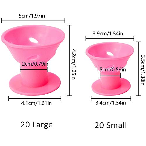 Magic Hair Rollers Silicone Curlers for Hair Larger and Small Hair Curlers,No Clip No Heat No Damage to Hair(Pink,40 Pcs)