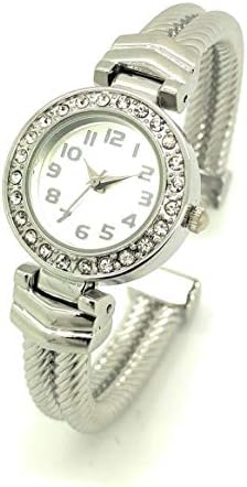 all4udealsLadies Elegant Rope Style Metal Bangle Cuff Fashion Watch Rhinestones