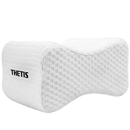 THETIS Homes Memory Foam Knee Pillow - Leg Positioner Pillows for Sciatica Relief, Back Pain, Leg Pain, Pregnancy, Hip and Joint Pain - Orthopedic Wedge Leg Pillow with Breathable Pillowcase