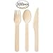 Wooden Disposable Cutlery 300 pc set: 100 Forks, 100 Spoons, 100 Knives, 6