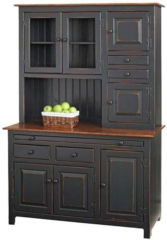 Pine Hoosier Hutch Cupboard (Primitive Paint- White)