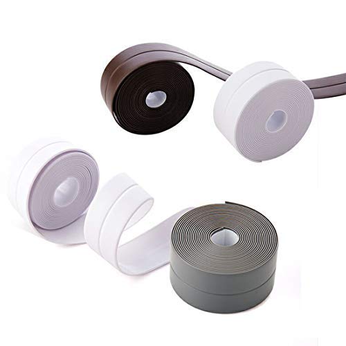 PVC Waterproof Sealing Tapes Pack of 2 Bathtub Caulk Strip Self Adhesive Waterproof Sealing Tape Edge Protector for Kitchen Countertop, Sink, Bathturb, Toilet, Gas Stove and Wall Coner, Dark Coffee