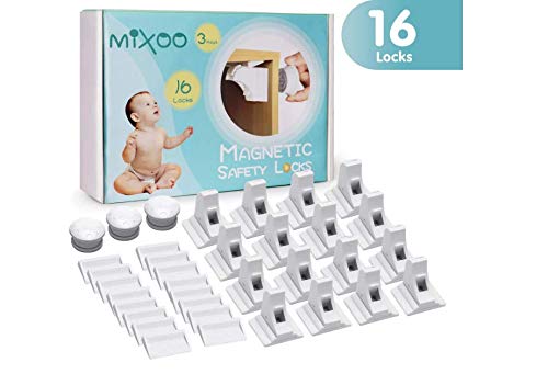 Schranksicherung Kindersicherung(16 Schlösser & 3 Schlüssel), Mixoo Babysicherheit Magnetisches Schrankschloss für Schränke u