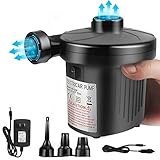 OKPOW Air Pump for Inflatables 110V AC/12V DC Electric Portable Pump Air Mattress Raft Bed Boat Pool Toy