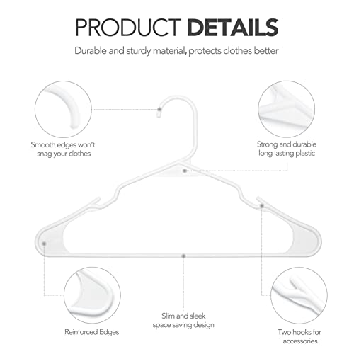 HOUSE DAY White Plastic Hangers 50 Pack, Plastic Clothes Hangers Space