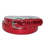 CTM Women's Leather 1 1/8 Inch Metallic Dress Belt