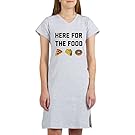CafePress Here For The Food - Women's Nightshirt, Soft Long Pajama Shirt, Cotton PJs/Pyjamas