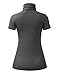 AMORE ALLFY Women Short Sleeve Lightweight Jersey Turtleneck Top Charcoal Medium