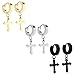 Charisma Halloween Accessory 80s Gothic Earring Cross Hoop Huggie Earrings for Men Women Stainless Steel 3 Pairs (Silver/Steel/Black)