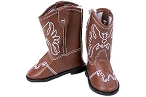 American Fashion World Brown American Eagle Cowgirl Boots for 18-Inch Dolls | Premium Quality & Trendy Design | Dolls Shoes | Shoe Fashion for Dolls for Popular Brands