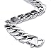 LEADCIN JOYEN Men's Chain Bracelet 316L Stainless Steel Curb Link 15mm Width, Silver Color