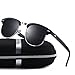 wearPro Clubmaster Sunglasses for Men Women Retro Semi-Rimless Polarized Sun Glasses WP1006 (matte_black)